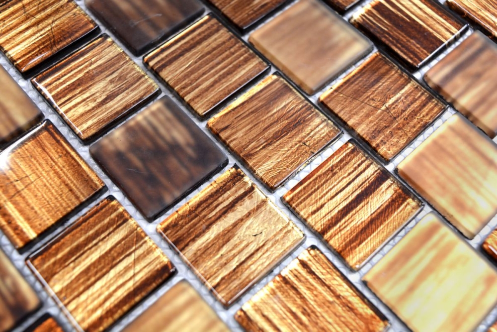 Mosaico traslucido Crystal marrone lucido - 10 fogli di mosaico