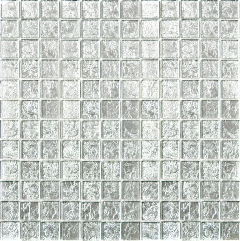 Mosaik Fliese Glasmosaik Silber Struktur Wandverkleidung Küche Bad WC - 68-4SB11