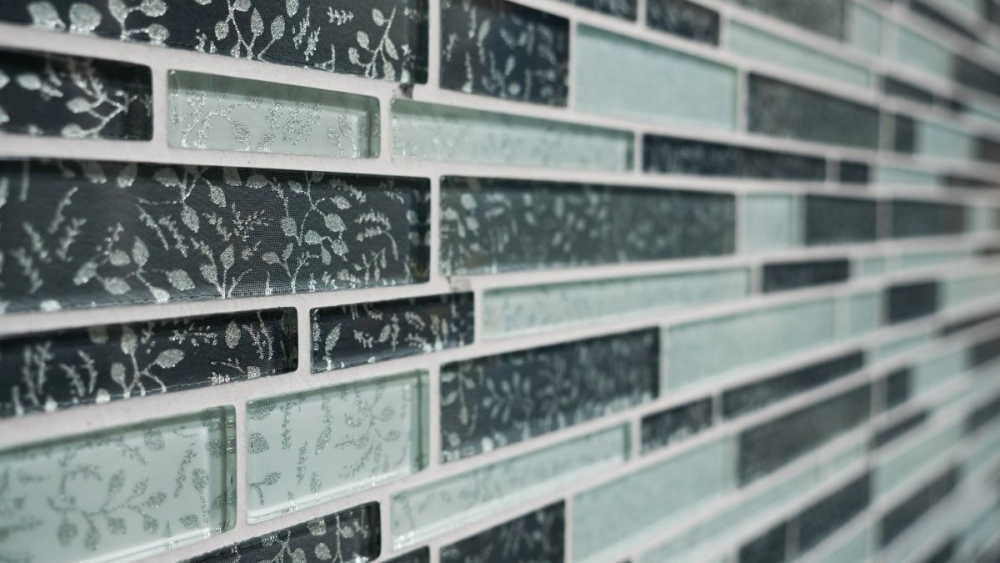 Mosaik Verbund Glasmosaik Chic Flowers Transluzent Verbundoptik mix weiß grau glänzend