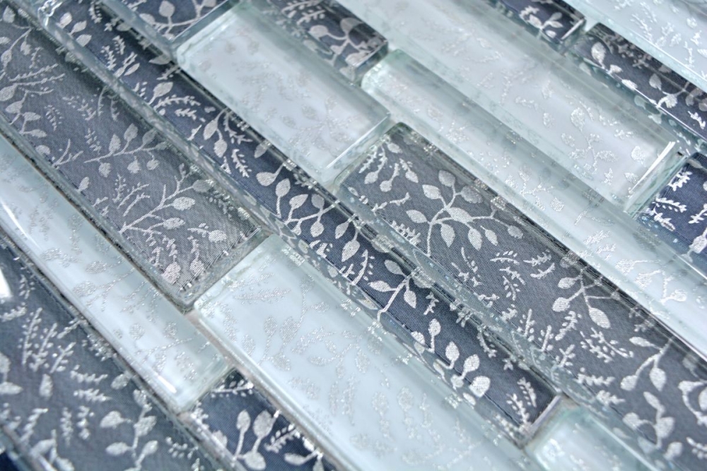 Mosaik Verbund Glasmosaik Chic Flowers Transluzent Verbundoptik mix weiß grau glänzend