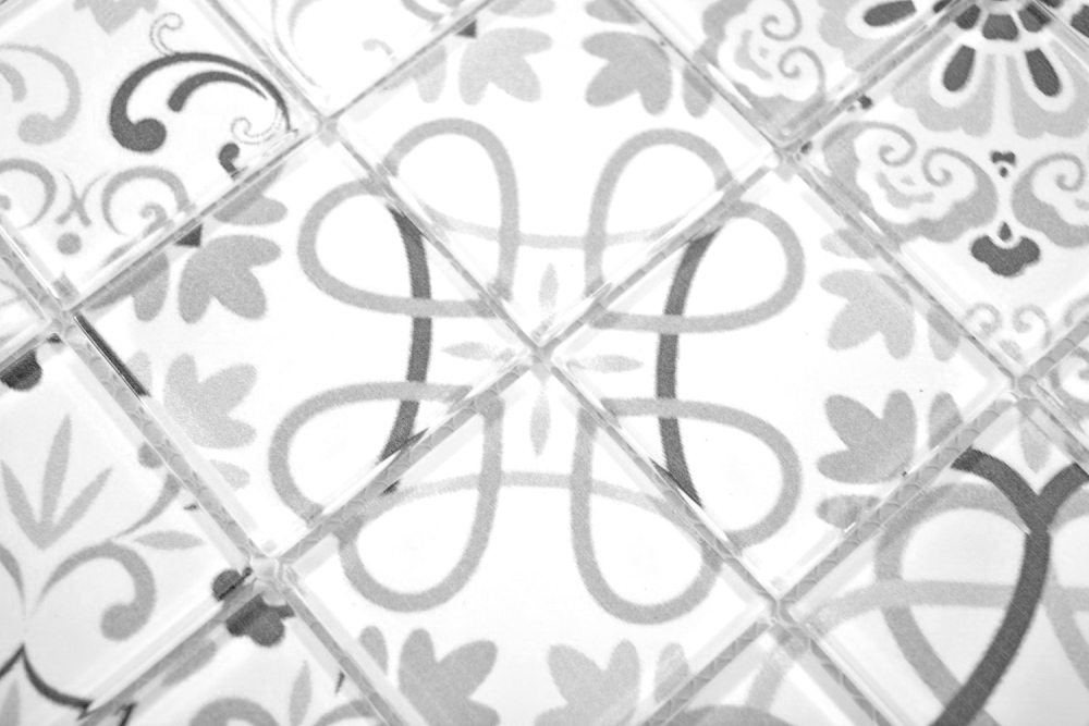 Mosaique Retro Optic Translucide Crystal gris brillant - 10 feuilles de mosaique