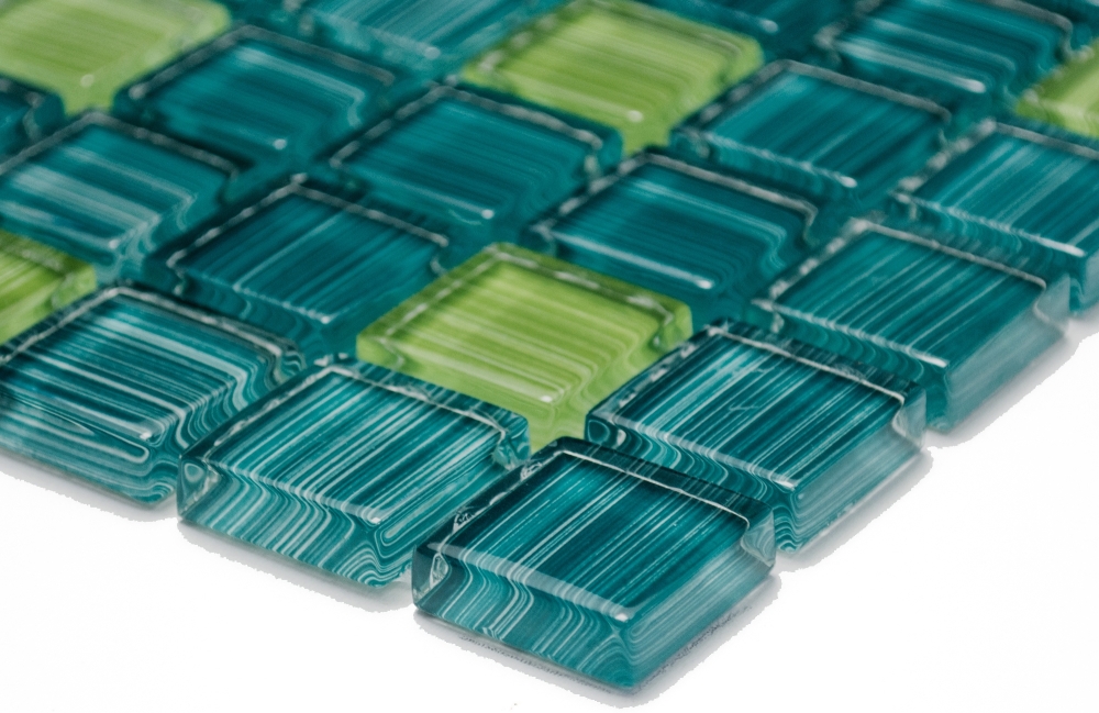 Mosaique Aspect de trait Translucide Crystal vert brillant - 10 feuilles de mosaique
