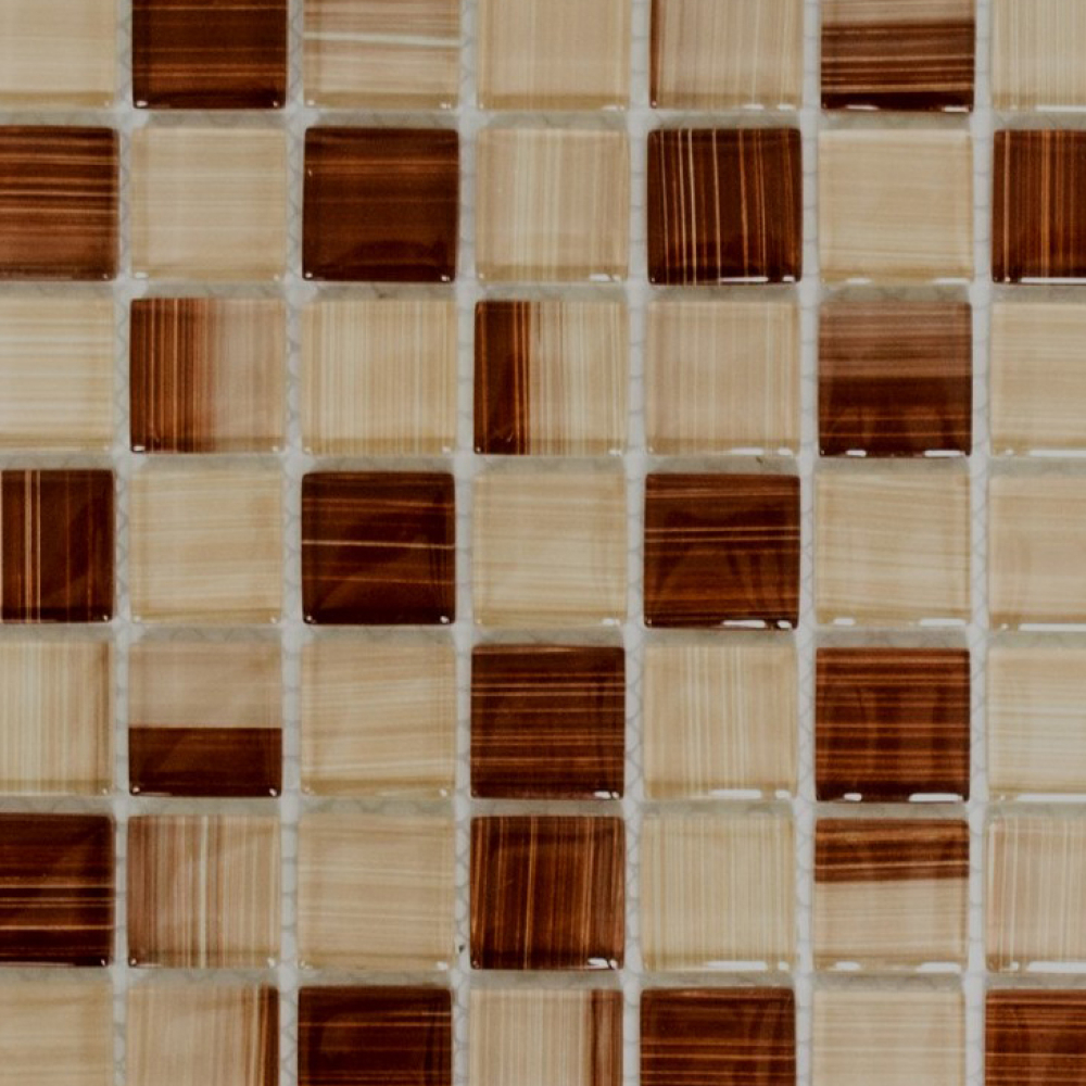 Mosaique Aspect de trait Translucide Crystal beige de trait brillant - 10 feuilles de mosaique