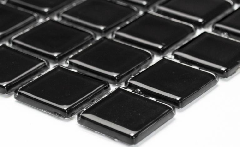 Mosaique de verre noir brillant miroir carrelage mur salle de bain - 60-0304