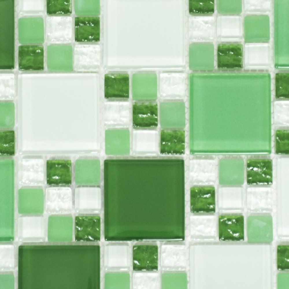 Mosaique de verre Carreau de mosaique blanc vert emeraude vert pastel Carrelage cuisine - 78-0504