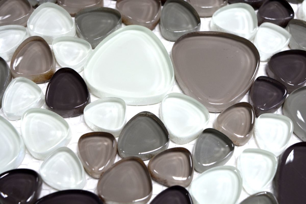 Mosaique de verre Carreau de galets Beige Marron Clair Carrelage cuisine mur - 94-PG66