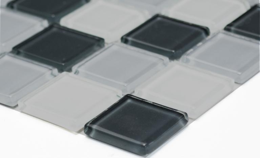 Mosaik Transluzent Crystal mix grau glaenzend - 10 Mosaikblaetter