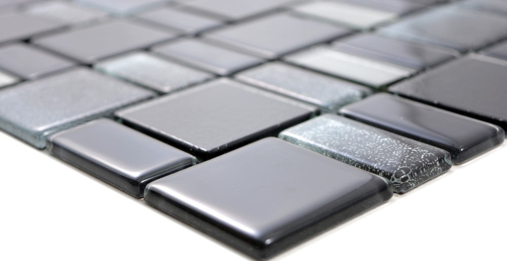 Mosaique Translucide Crystal noir brillant - 10 feuilles de mosaique