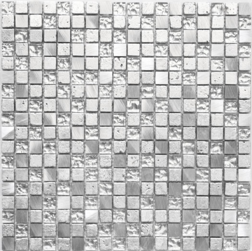 Glasmosaik Rustikal offenporig Resin Antik Mosaikfliese silber 92-0202