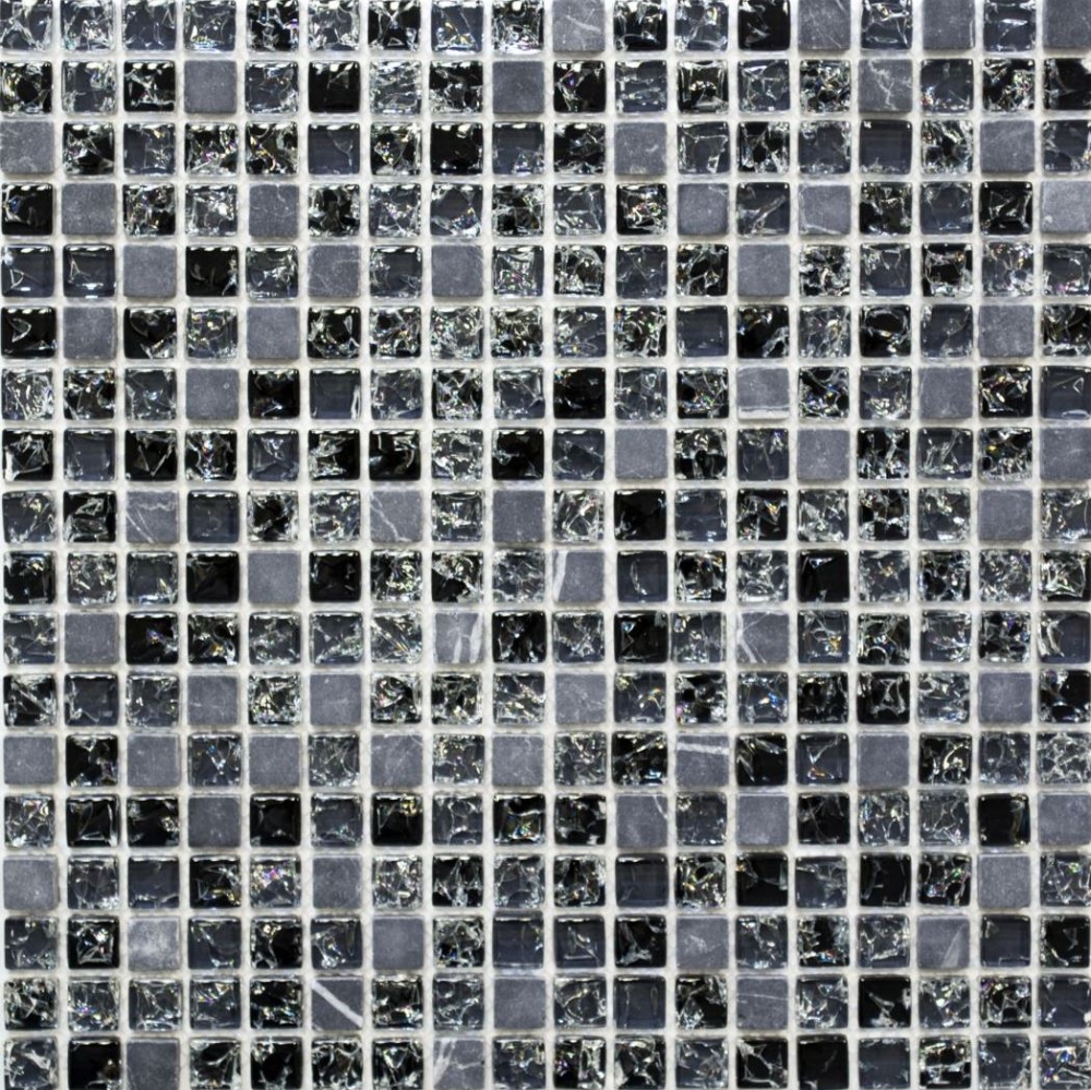 Glasmosaik Naturstein Bruchoptik Rustikal Grafit schwarz 92-1028