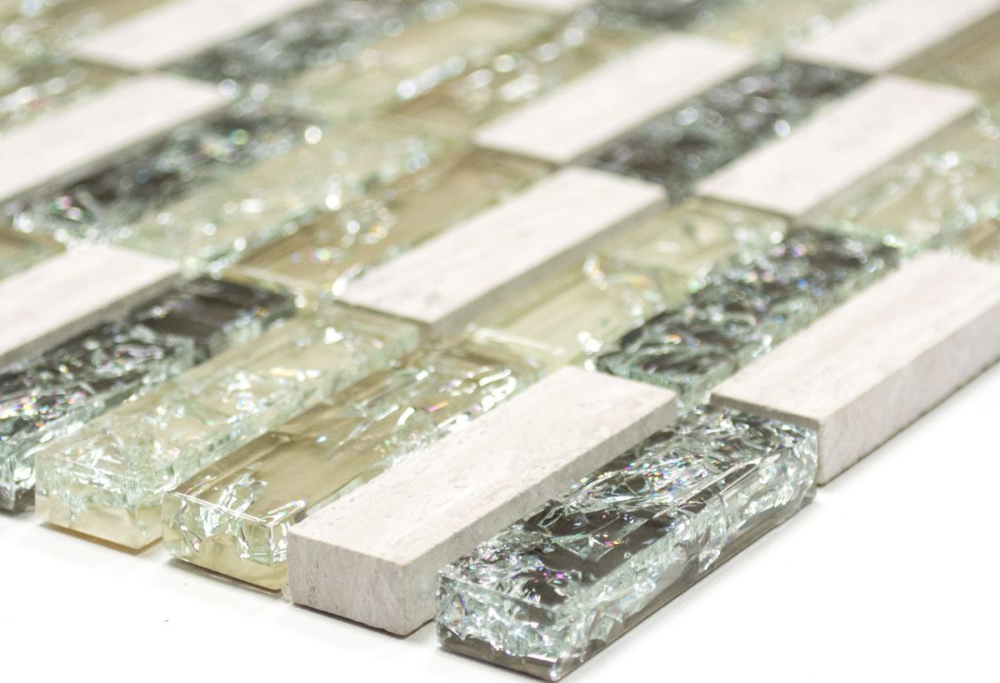Batonnets de mosaque Pierre mix gris-vert Mix translucide aspect crois brillant