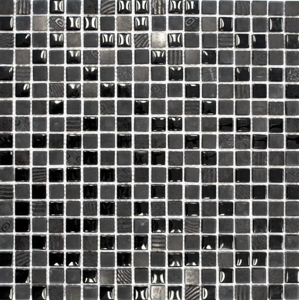 Glasmosaik Naturstein Rustikal dunkelgrau grafitschwarz Relief 83-HQ19