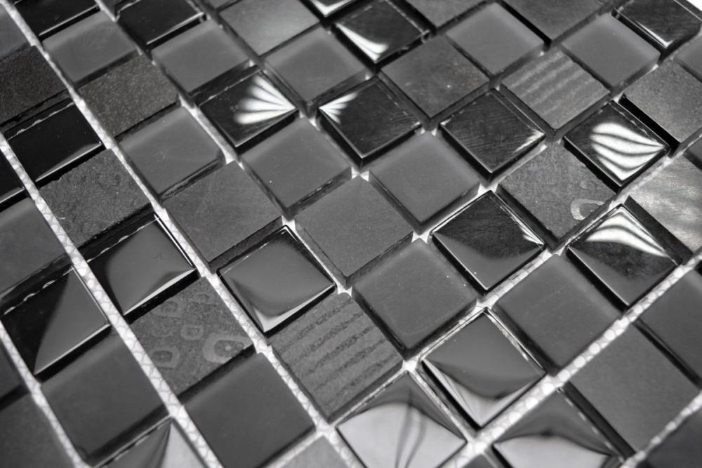 Piedra natural mosaico rustico azulejo mosaico de vidrio de marmol esmerilado de vidrio gris oscuro negro antracita azulejo backsplash bano cocina -83-HQ29