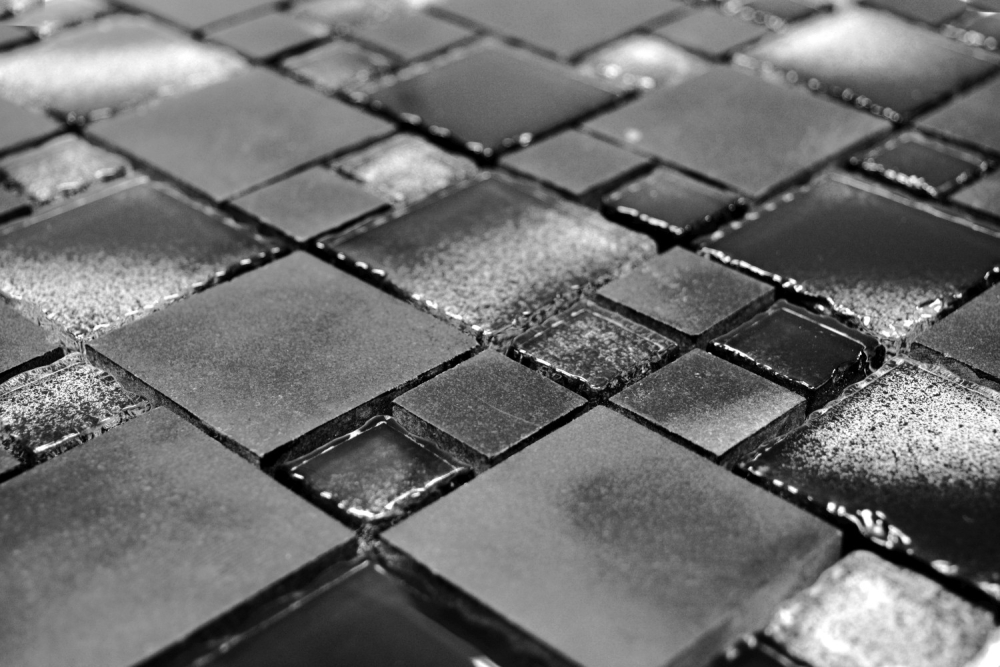 Mosaico combinacion vidrio mosaico piedra mezcla negro borde roto mezcla translucido combinacion aspecto mate