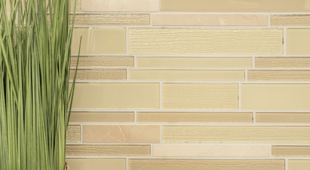 Mosaique composite verre mosaique pierre mix beige mix translucide aspect composite brillant