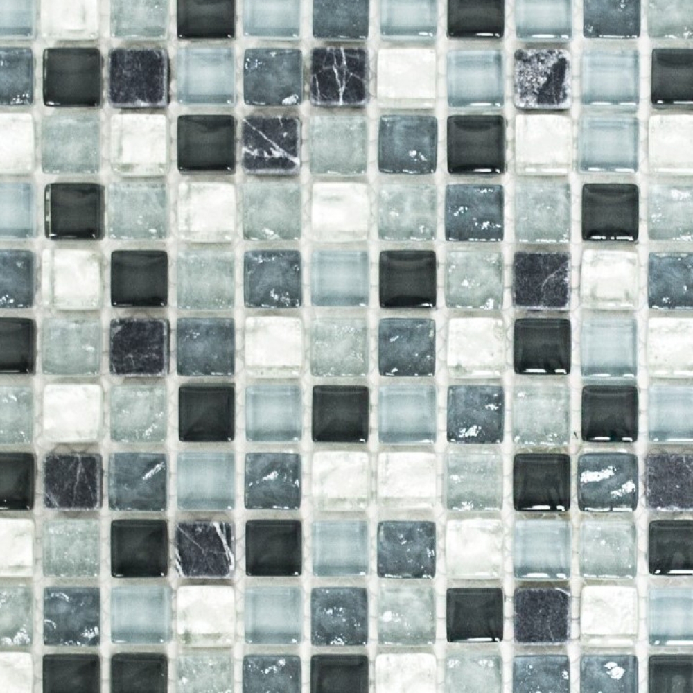 Mosaique Carre Mosaique de verre Pierre mix claire gris argent Mix translucide brillant