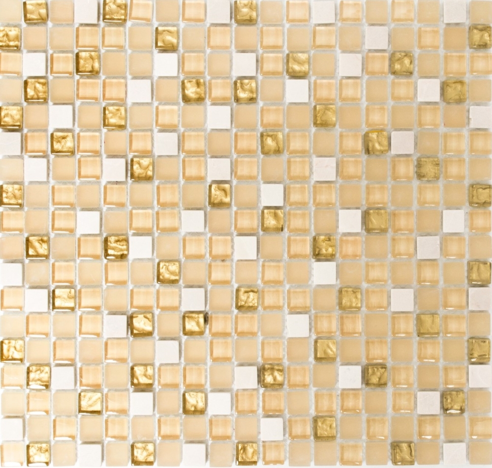 Glasmosaik Naturstein Rustikal Antik weiss gold matt glänzend beige 92-1201