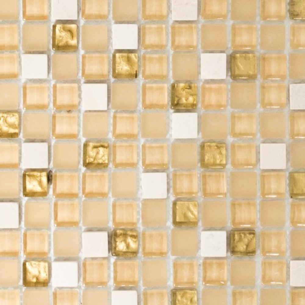 Mosaique Carre Mosaique de verre Pierre mix blanc mat or Mix translucide brillant