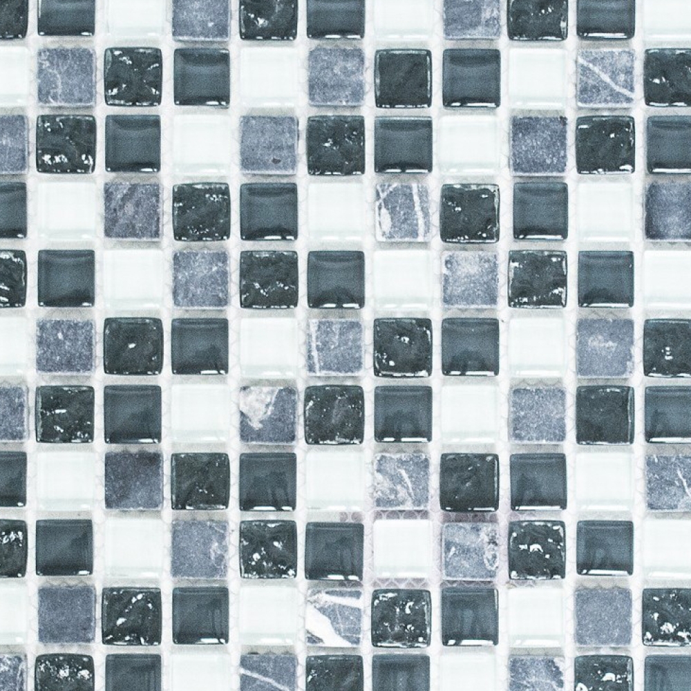 Mosaique Mix pierre translucide gris brillant - 10 feuilles de mosaique
