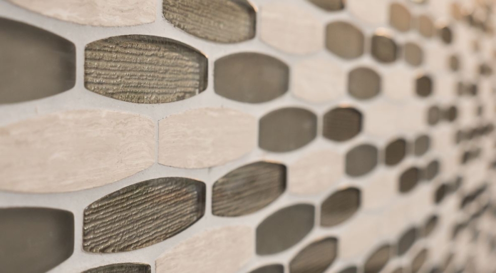 Piedra natural mosaico de vidrio mosaico de marmol azulejos oval forma de barco luz gris beige claro marron azulejo backsplash pared de la cocina - 85-BM59