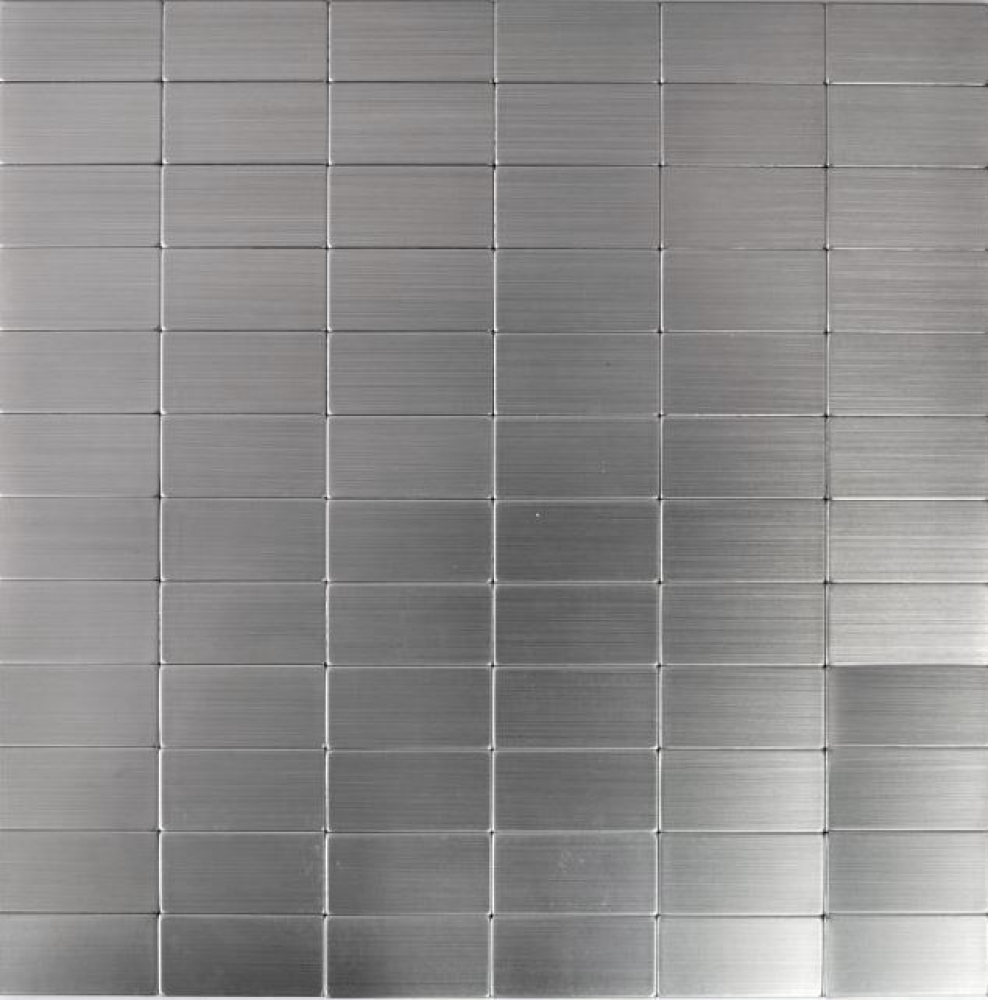selbstklebende Mosaikfliese Silber Grau Metall Gebürstet Riemchen Fliesenspiegel Wandfliese - 200-22M50