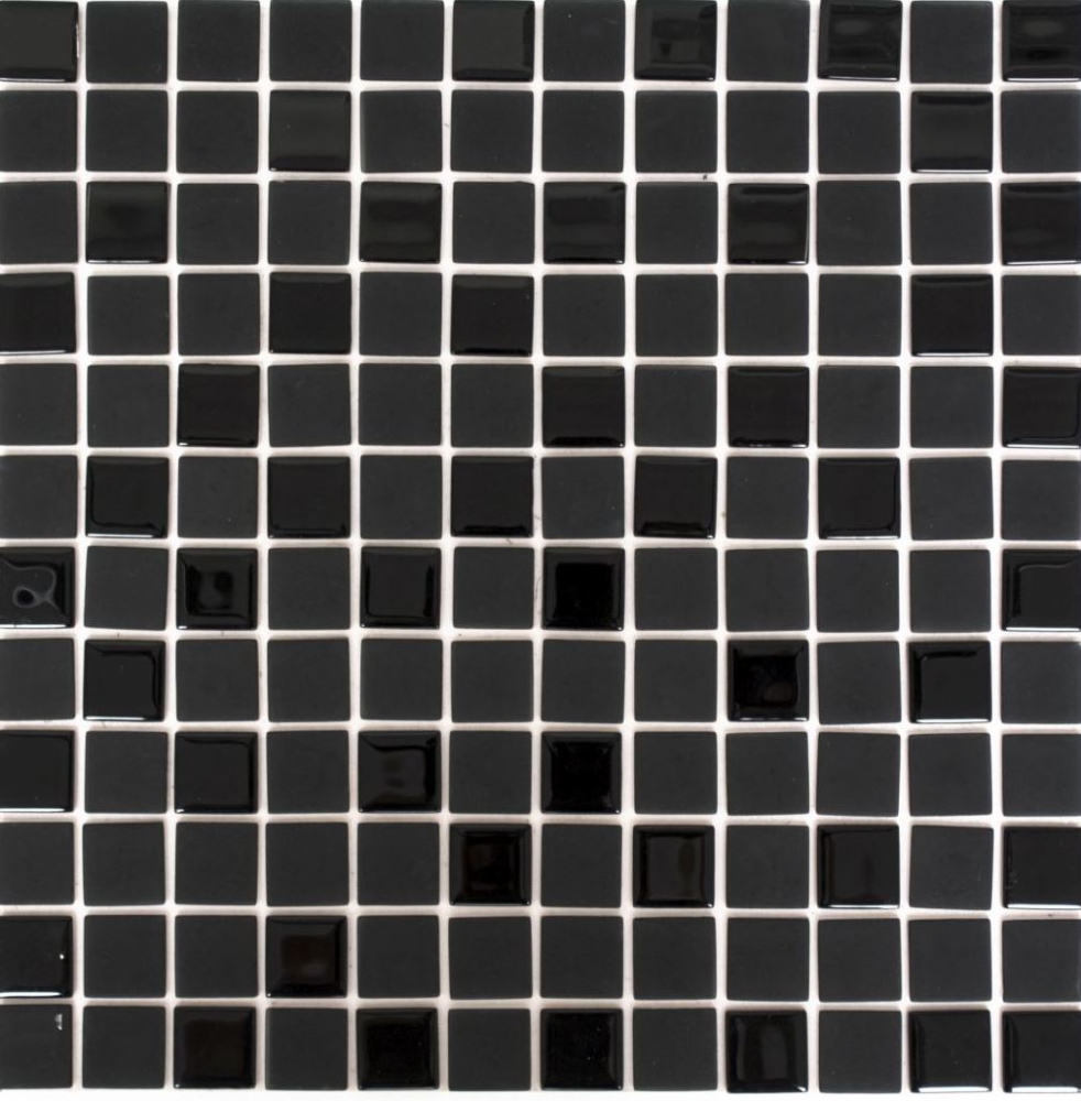 Mosaik Fliese selbstklebend Schwarz Matt Milchglas Gefrostet Glasmosaik Fliesenspiegel Wandfliese - 200-4CM22