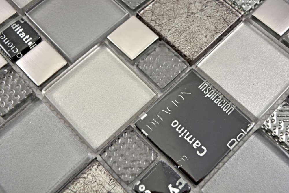 Mosaique de verre Carreau de mosaique Argent gris clair Anthracite Noir Carrelage - 88-0317