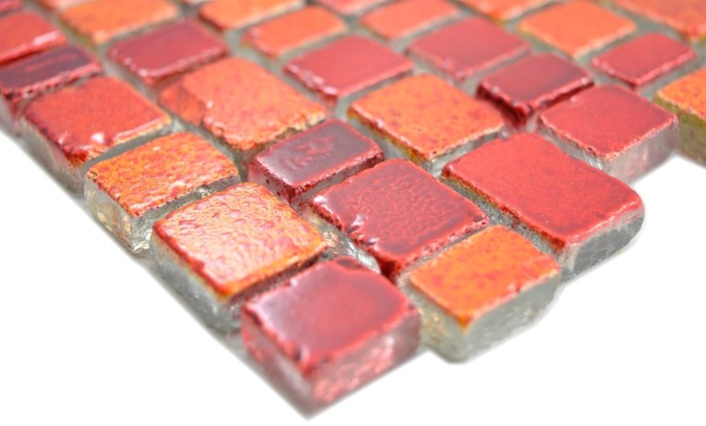Glasmosaik Mosaikfliese unregelmäßiger Vintage orange rot - 85-0009