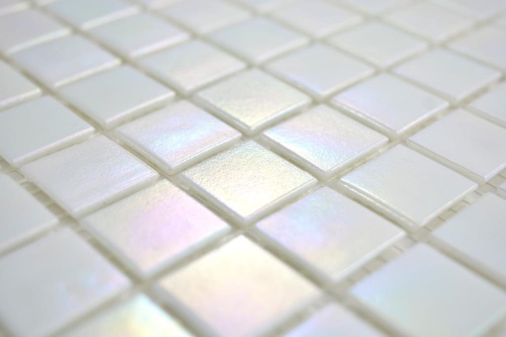 Azulejo de mosaico de vidrio Iridium White Rainbow Flip Flop Colours - 240-WA02-N