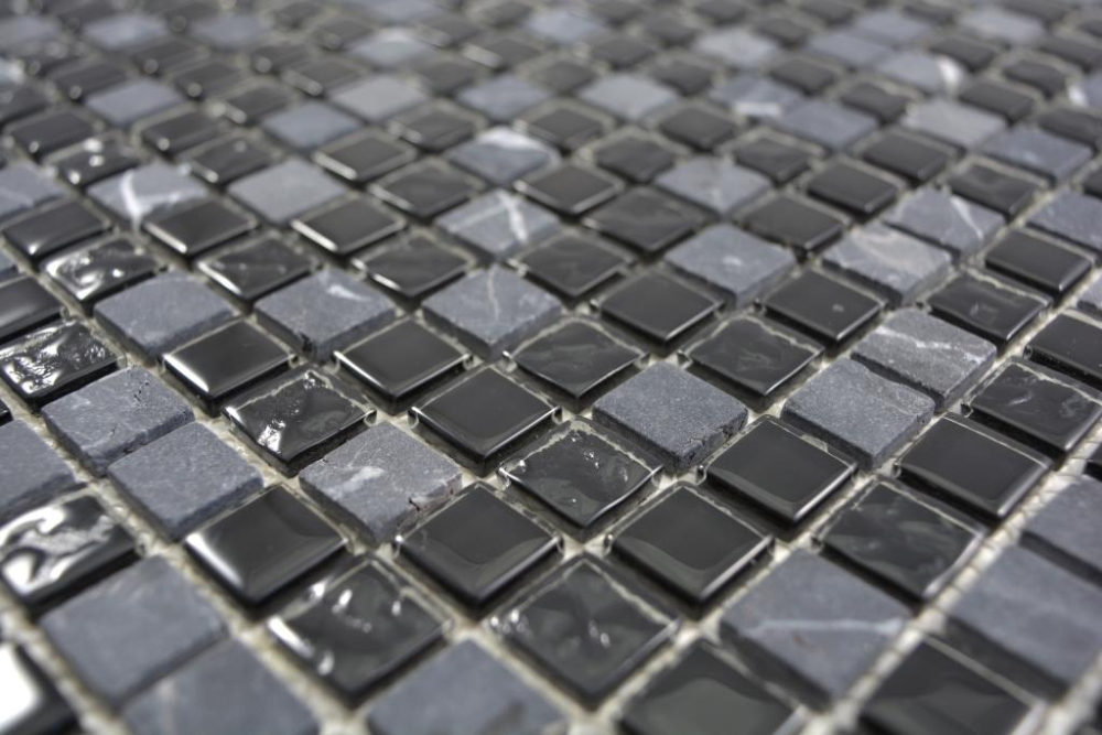 Mosaique de verre Mosaique de pierre naturelle Rustikal gris anthracite noir - 58-0203