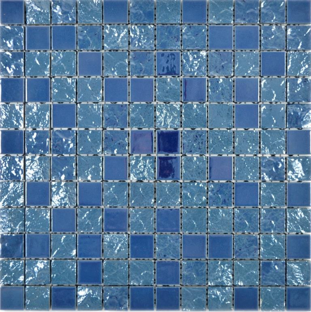 Keramikmosaik Mosaik Strukturiert Blau Metallic Wandverkleidung Fliesenspiegel Küchenfliese - 18-0004
