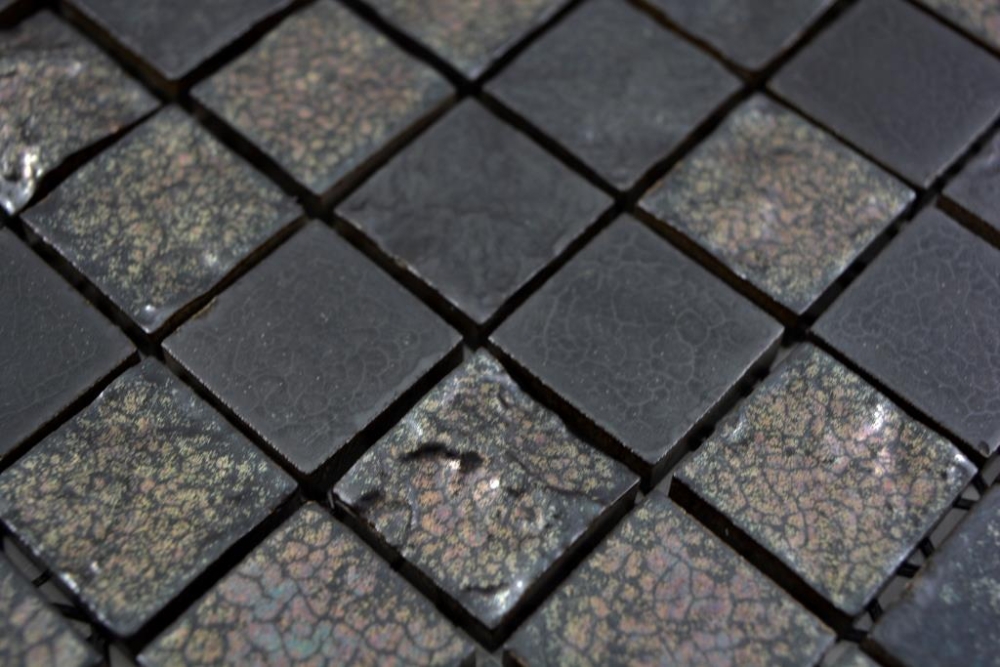 Keramikmosaik Mosaik Strukturiert Schwarz Wandverkleidung Fliesenspiegel Küchenfliese Bad WC - 18-0333
