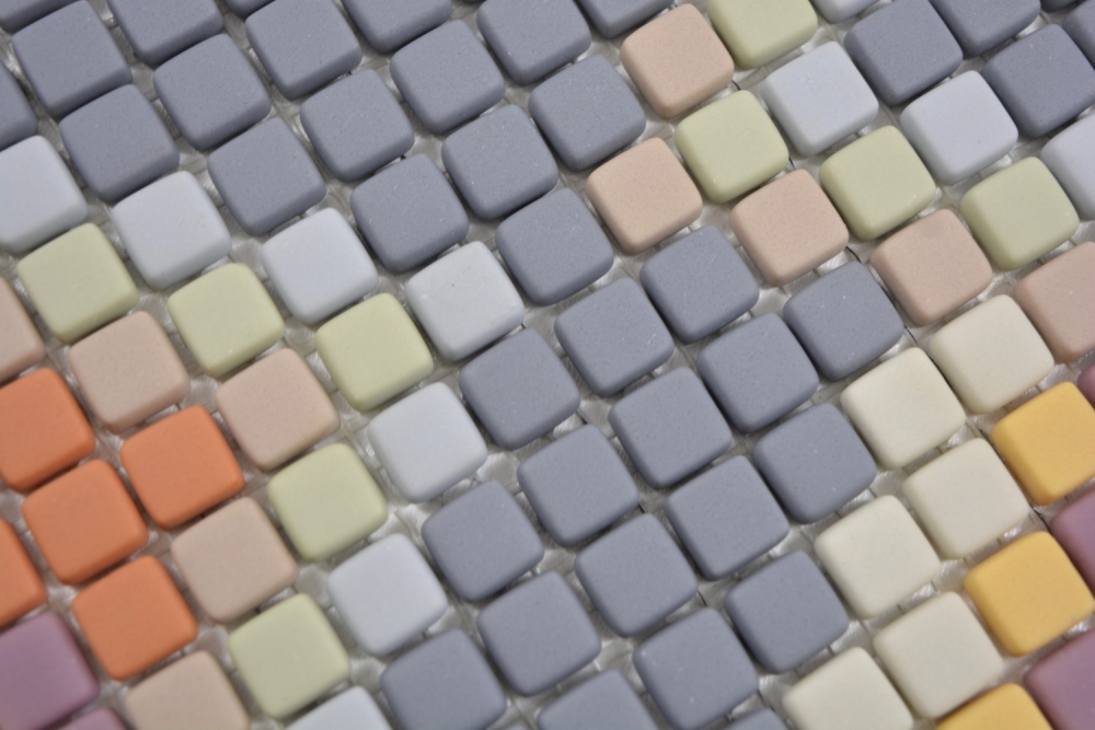 Eco Recycling Glasmosaik Mosaikmatte Roma Hellgrau Mix Matt Fliesenspiegel Mosaikplatte - 140-RO4