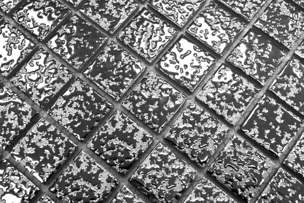 Keramikmosaik Fliese Silber Struktur Gehämmert Mosaikmatte Mosaikplatte Wand - 18-0207