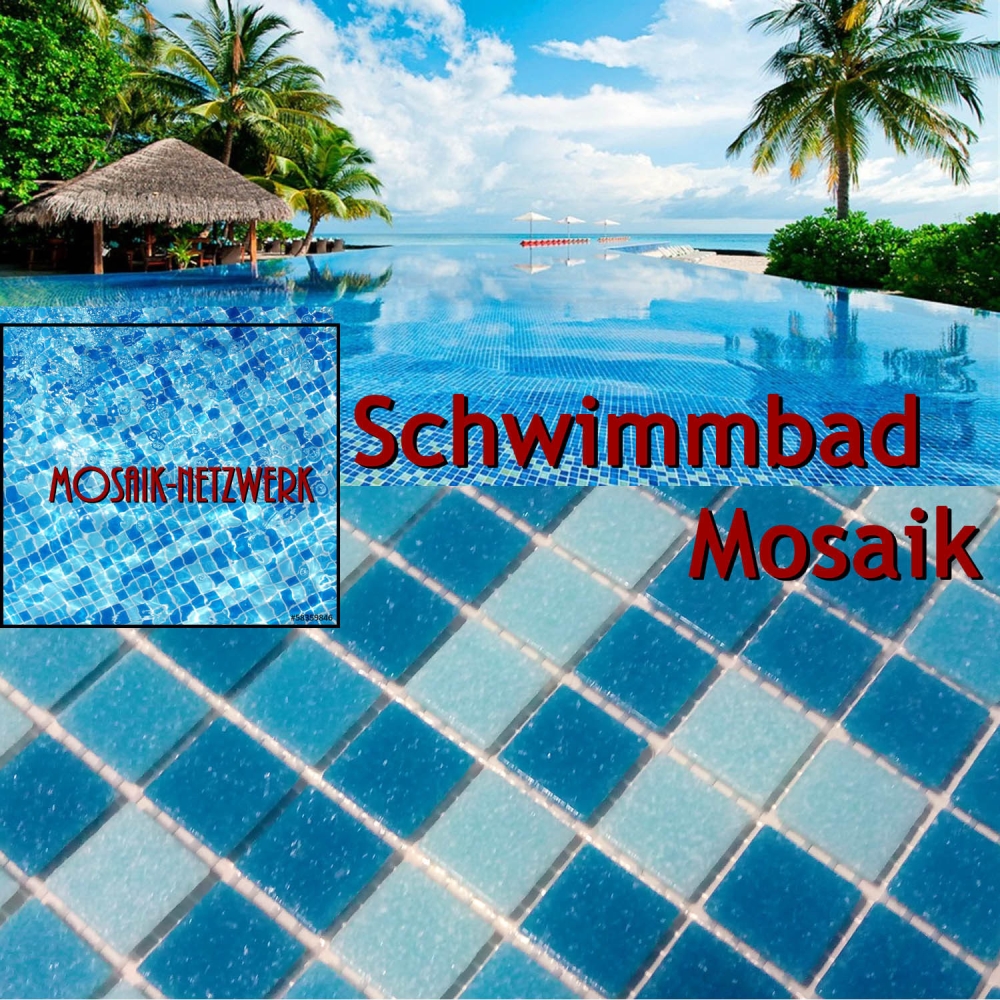 720 Matten Schwimmbad Mosaik Fliese Poolmosaik Glasmosaik Blau Sonderpreis - 52-0402_Papier