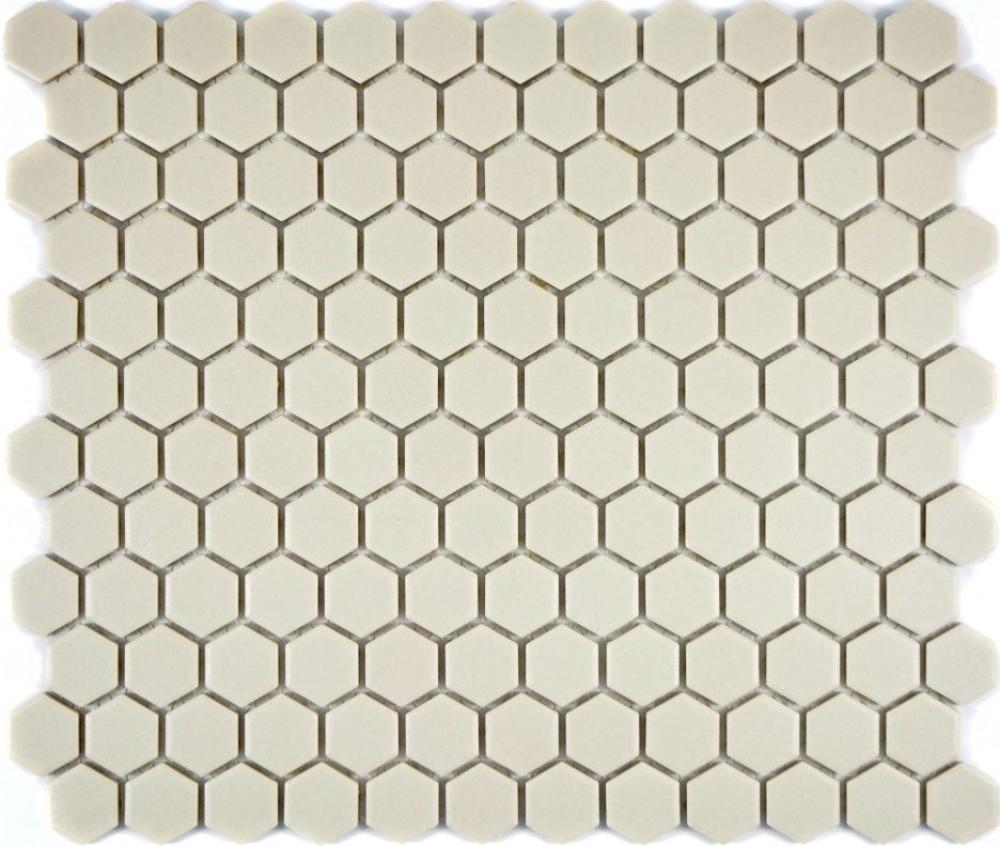Mosaik Fliese Keramikmosaik Hexagon hellbeige unglasiert 11A-1202-R10