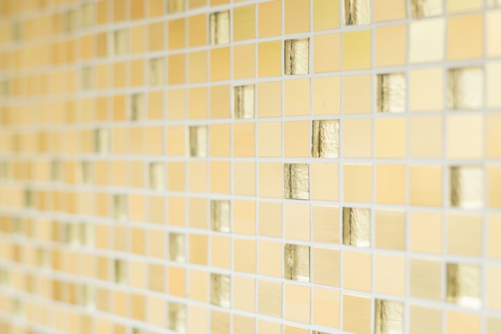 Mosaik Fliese Aluminiummosaik Glasmosaik Gold Klar Fliesenspiegel Wandverkleidung - 49-A307