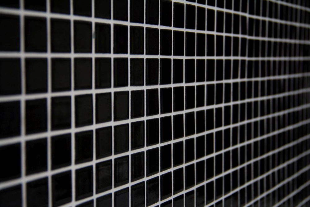 Keramikmosaik Mosaiknetz schwarz hochglanz Fliesenspiegel Küche 18-0302