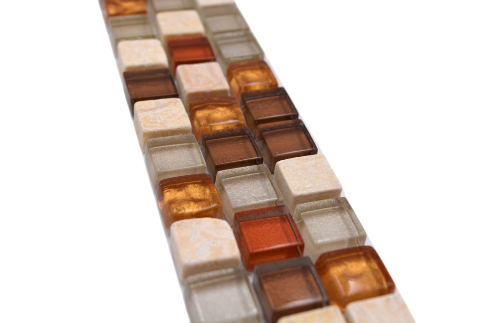 Mosaique Bordures Pierre naturelle Mosaique de verre Batonnets cream pastell rotor orange brun