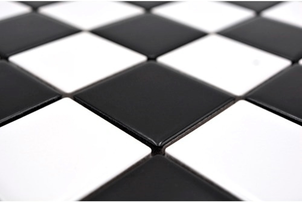 Mosaik Fliese weiß Schachbrett schwarz weiß matt Keramikmosaik 16-CD202