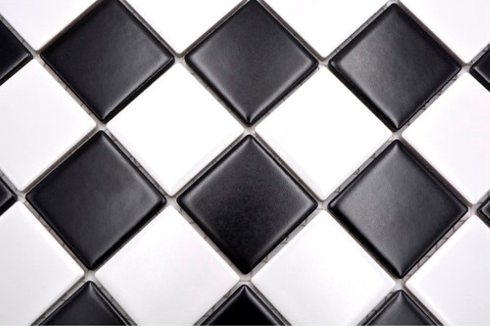 Mosaik Fliese weiß Schachbrett schwarz weiß matt Keramikmosaik 16-CD202