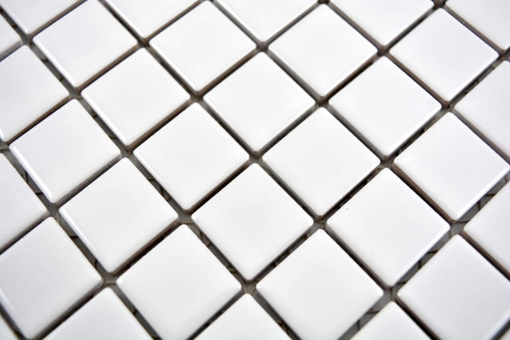 Keramikmosaik Mosaikmatte weiß glänzend Küchenfliese Badezimmer 18D-0101