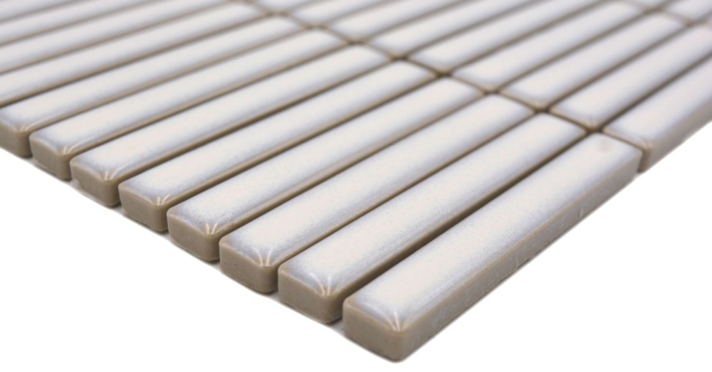 Mosaique rectangle uni blanc ancien brillant Ceramique aspect bambou