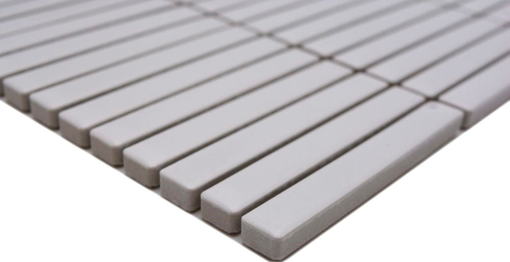 Mosaique Rectangle uni blanc mat Ceramique aspect bambou