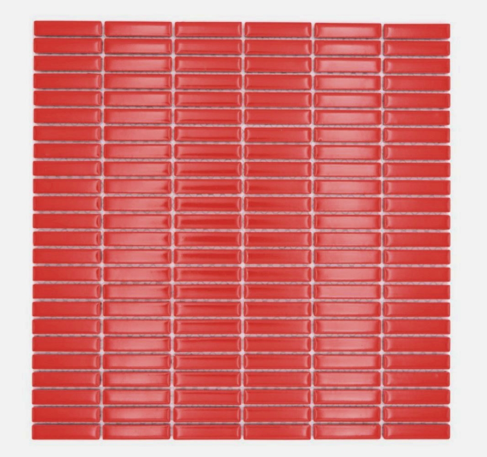 Keramik Mosaik Stäbchen Retro 50er 60er Jahre Riemchen rot glänzend
