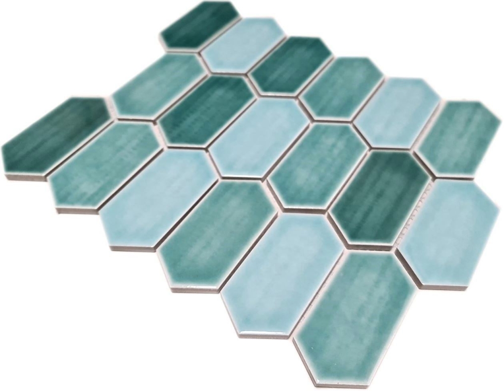 Mosaikfliese Keramik Mosaik Hexagonal grün glänzend - 11J-475