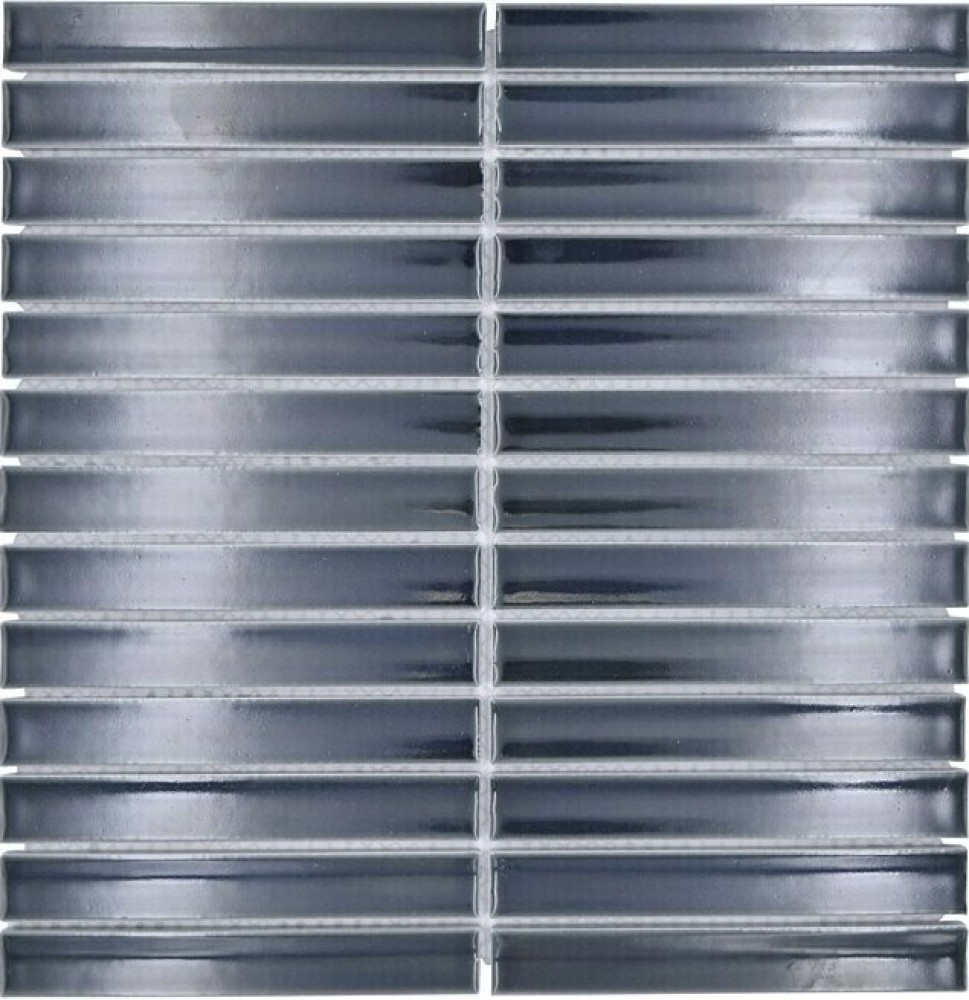 Mosaic stave look ceramic black shiny - 10 mosaic sheets