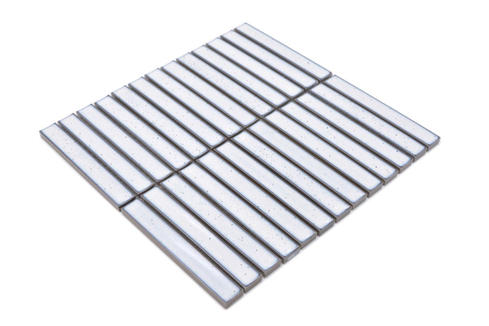 Mosaico aspecto duela ceramica blanca brillante - 10 hojas de mosaico