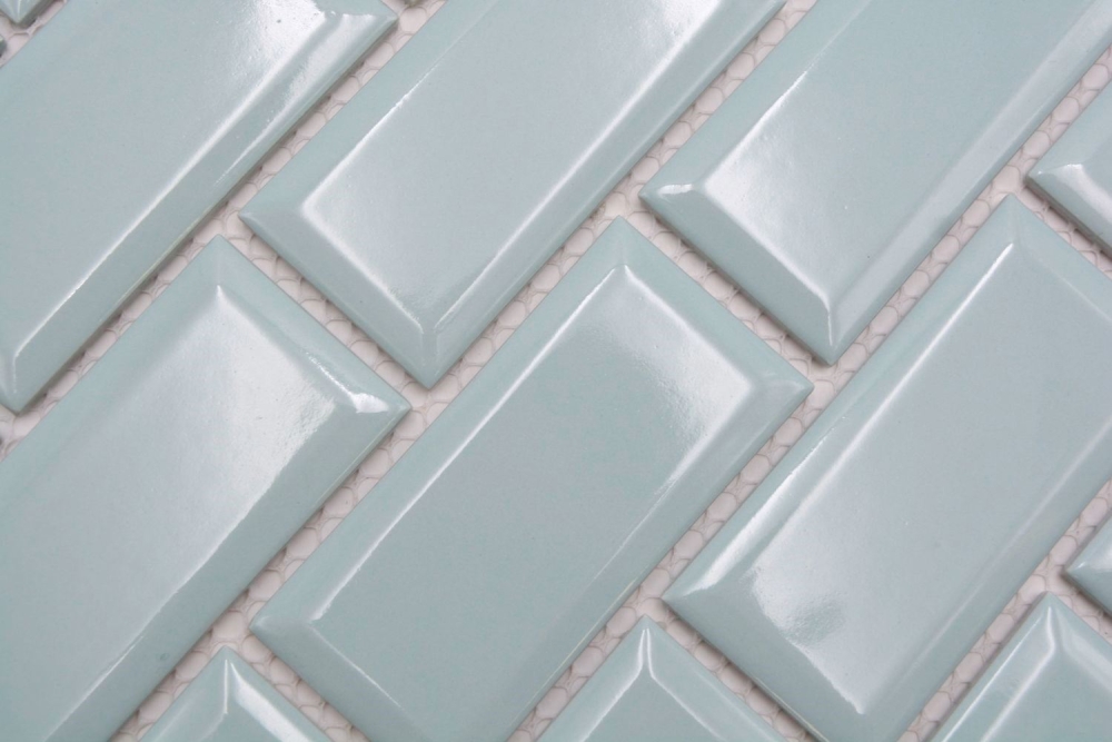 Keramik Mosaikfliese Metro Verbundoptik uni mintgrün pastell