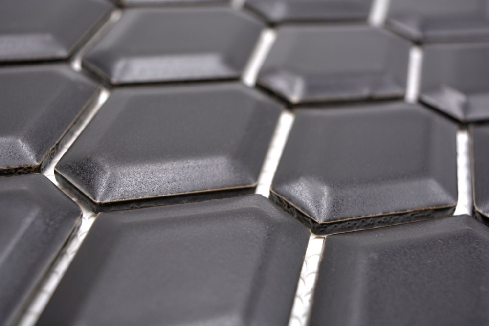 Mosaico diamante metro negro mate ceramica aspecto metro